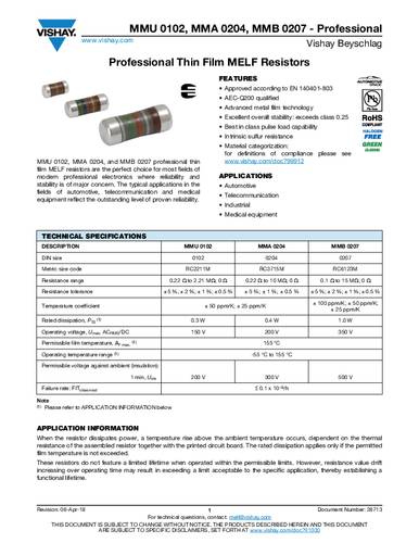 Vishay MMB02070C1002FB200 Dünnschicht-Widerstand 10kΩ SMD 0.40W 1% Tape
