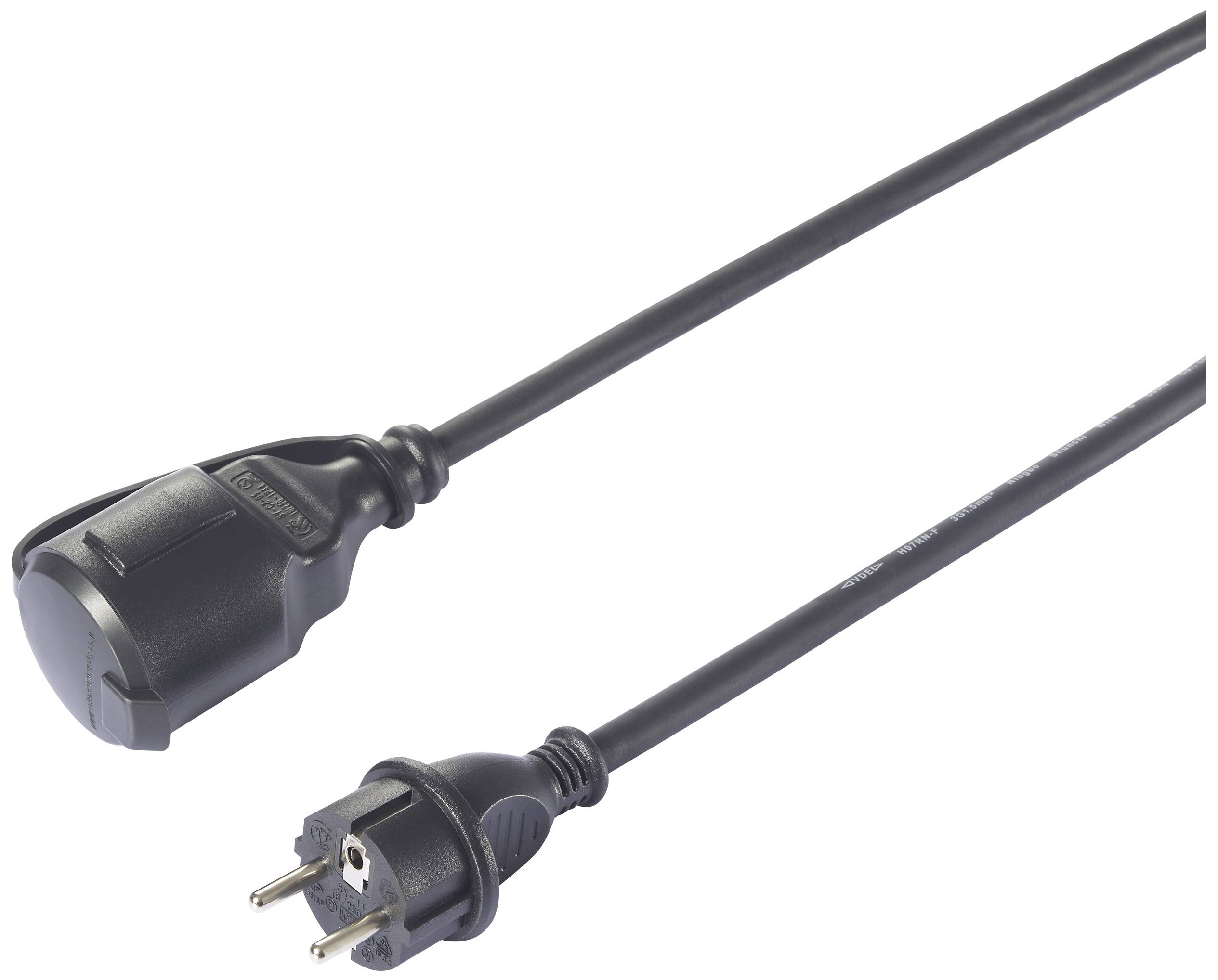 Sygonix SY-6052178 Personenschutz-Verlängerungskabel PRCD 230 V/AC Schwarz IP44