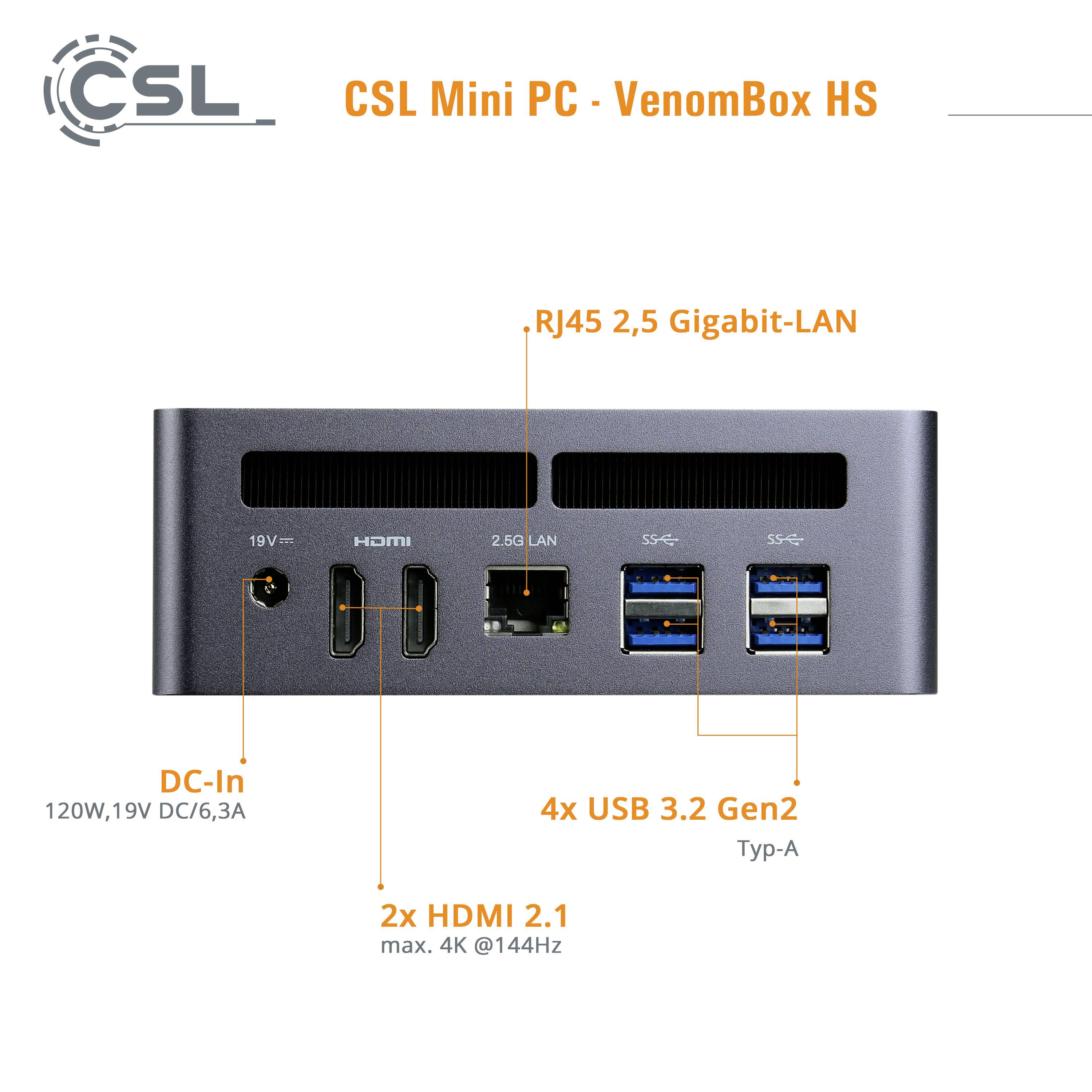 CSL Computer Mini PC VenomBox HS () AMD Ryzen 7 7840HS 16 GB RAM 1 TB SSD AMD AMD Radeon™ 780M Win