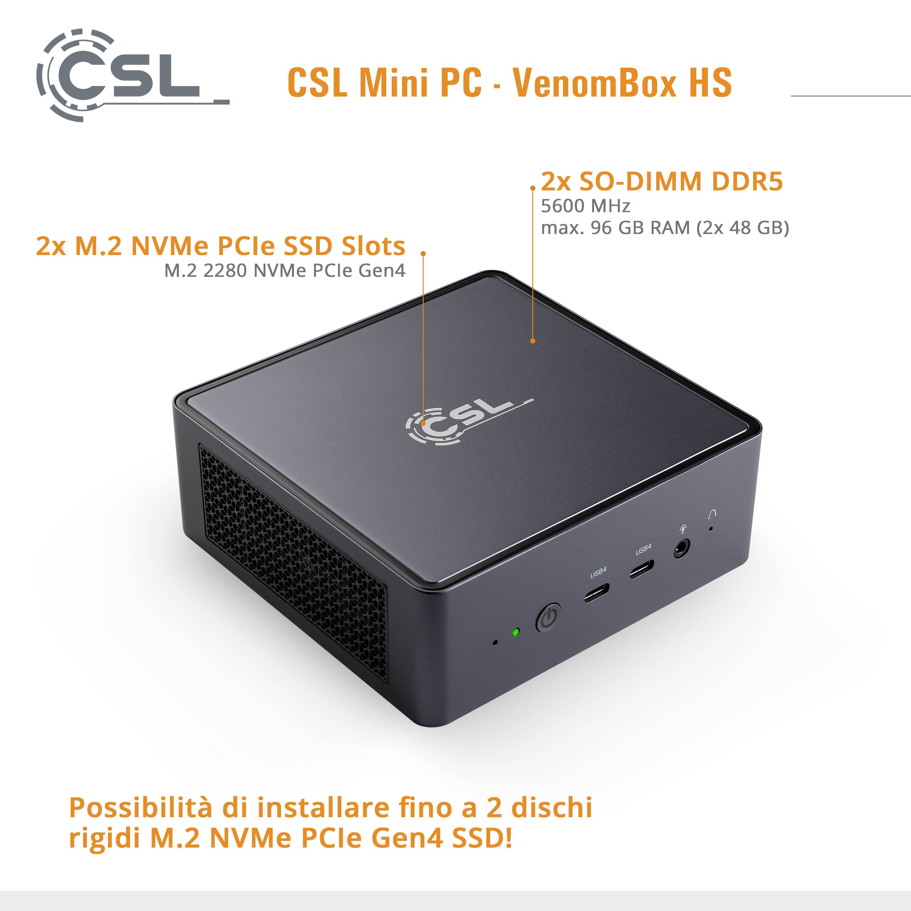 CSL Computer Mini PC VenomBox HS () AMD Ryzen 7 7840HS 16 GB RAM 1 TB SSD AMD AMD Radeon™ 780M Win