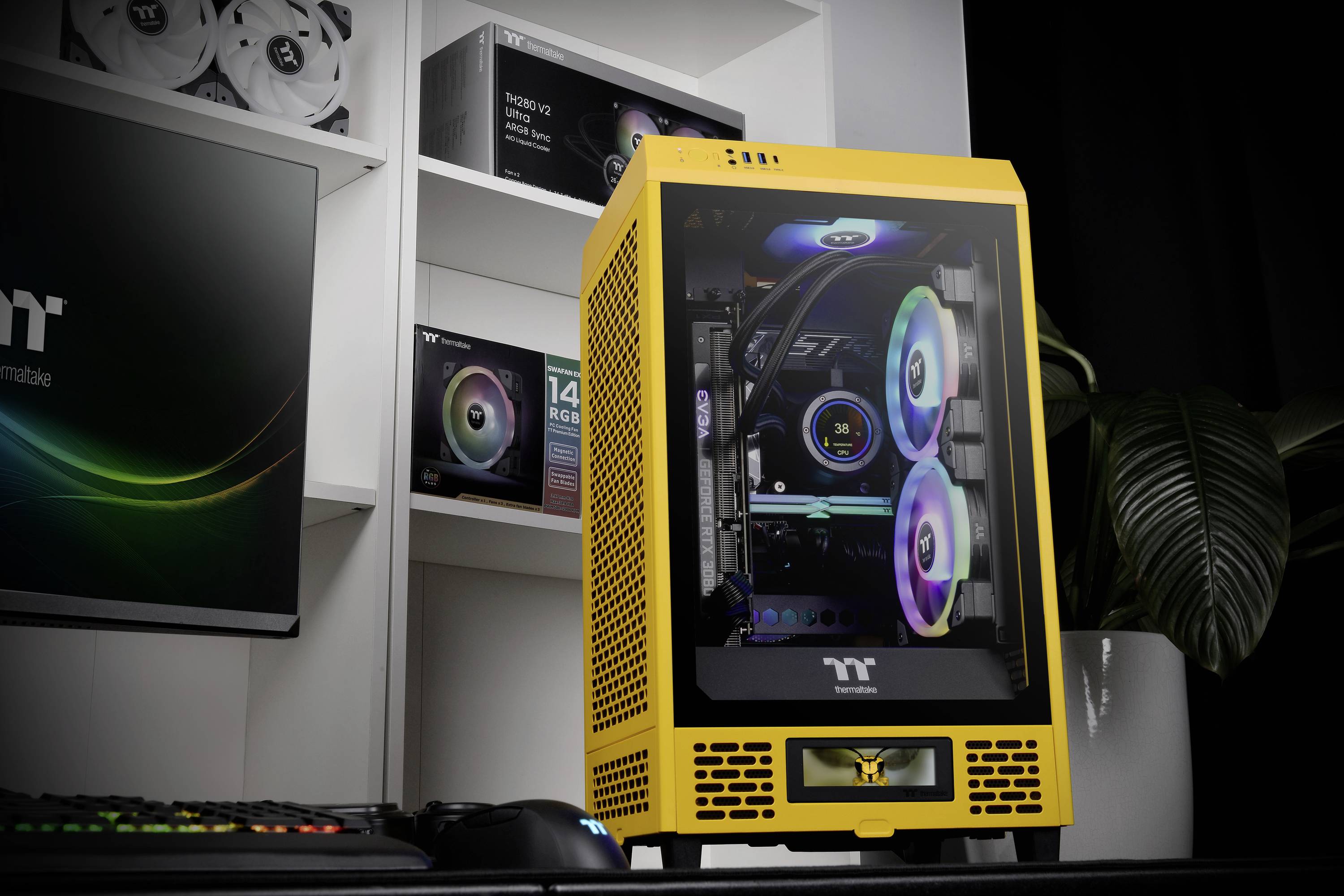 Thermaltake The Tower 200 Mini-Tower Gaming-Gehäuse Gelb 2 vorinstallierte Lüfter
