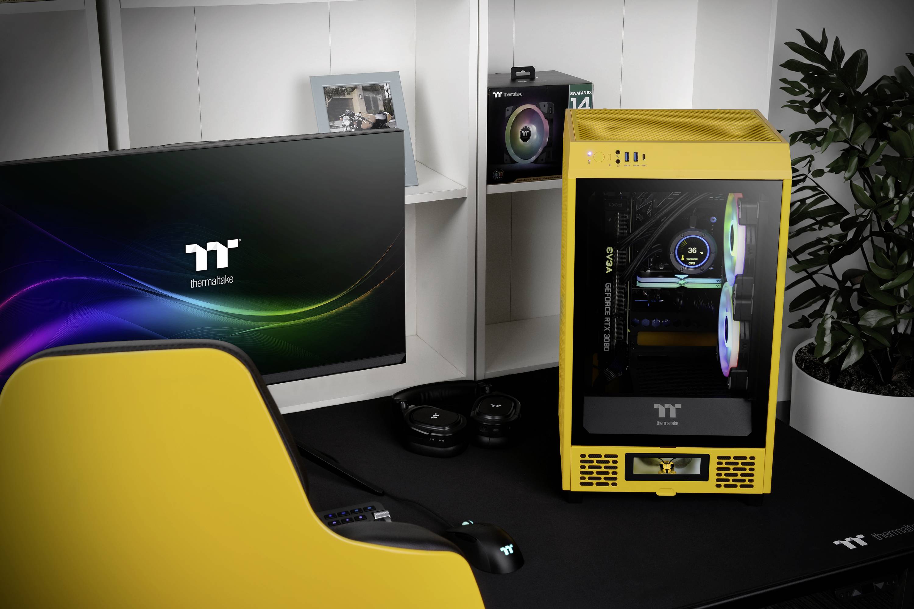 Thermaltake The Tower 200 Mini-Tower Gaming-Gehäuse Gelb 2 vorinstallierte Lüfter