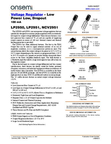 ON Semiconductor LP2951CDR2G Spannungsregler - DC/DC-Schaltregler SOIC-8 Positiv Einstellbar, Fest 0
