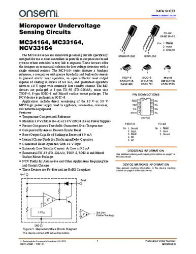 ON Semiconductor MC33164P-5G Spannungsregler - DC/DC-Schaltregler TO-92 Positiv Bulk