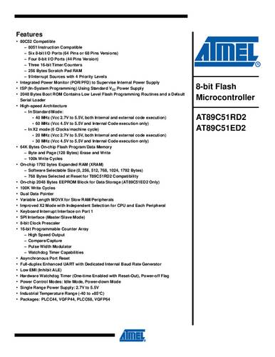 Microchip Technology Embedded-Mikrocontroller TQFP-44 8-Bit 60MHz Anzahl I/O 34 Tray