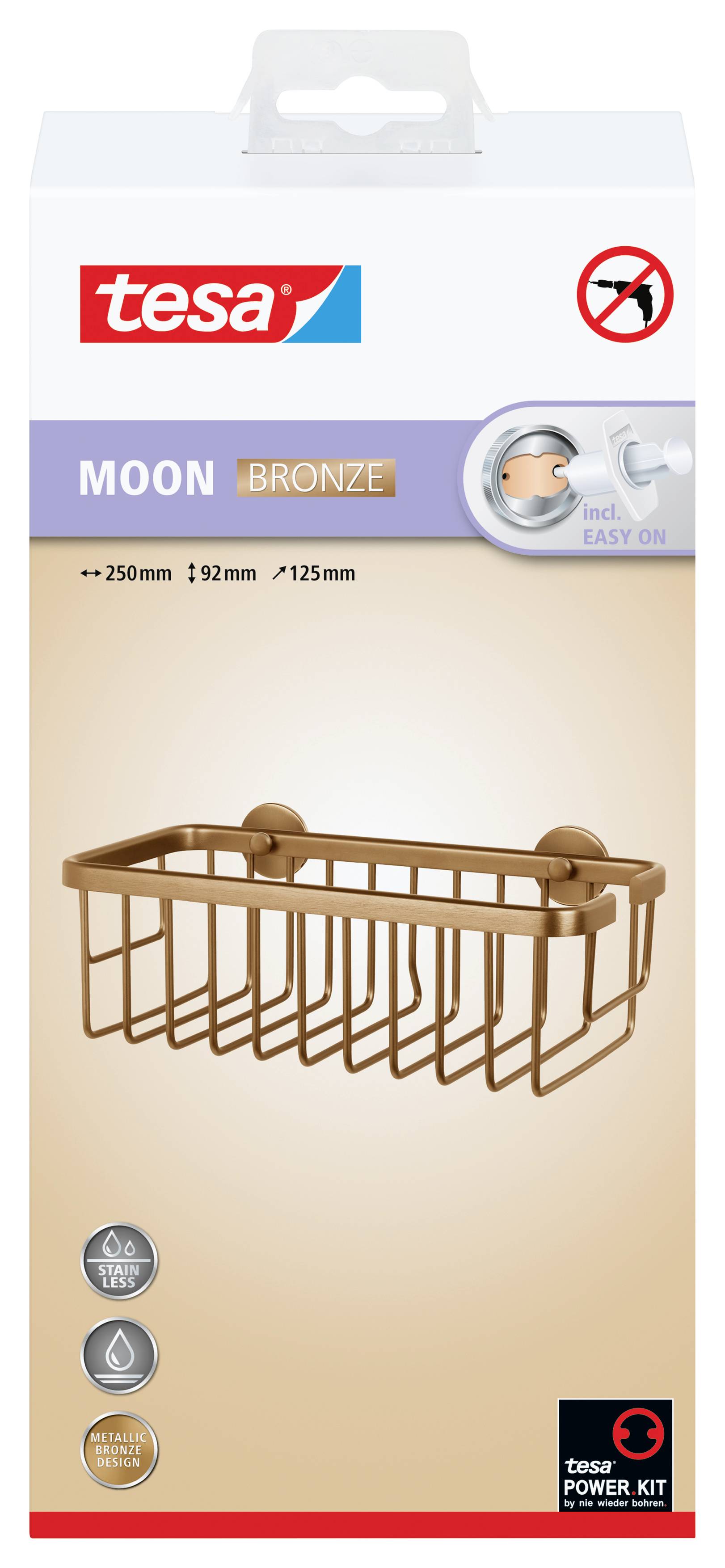 tesa 40606-00000-00 MOON BRONZE Duschkorb Klebstoff Bronze