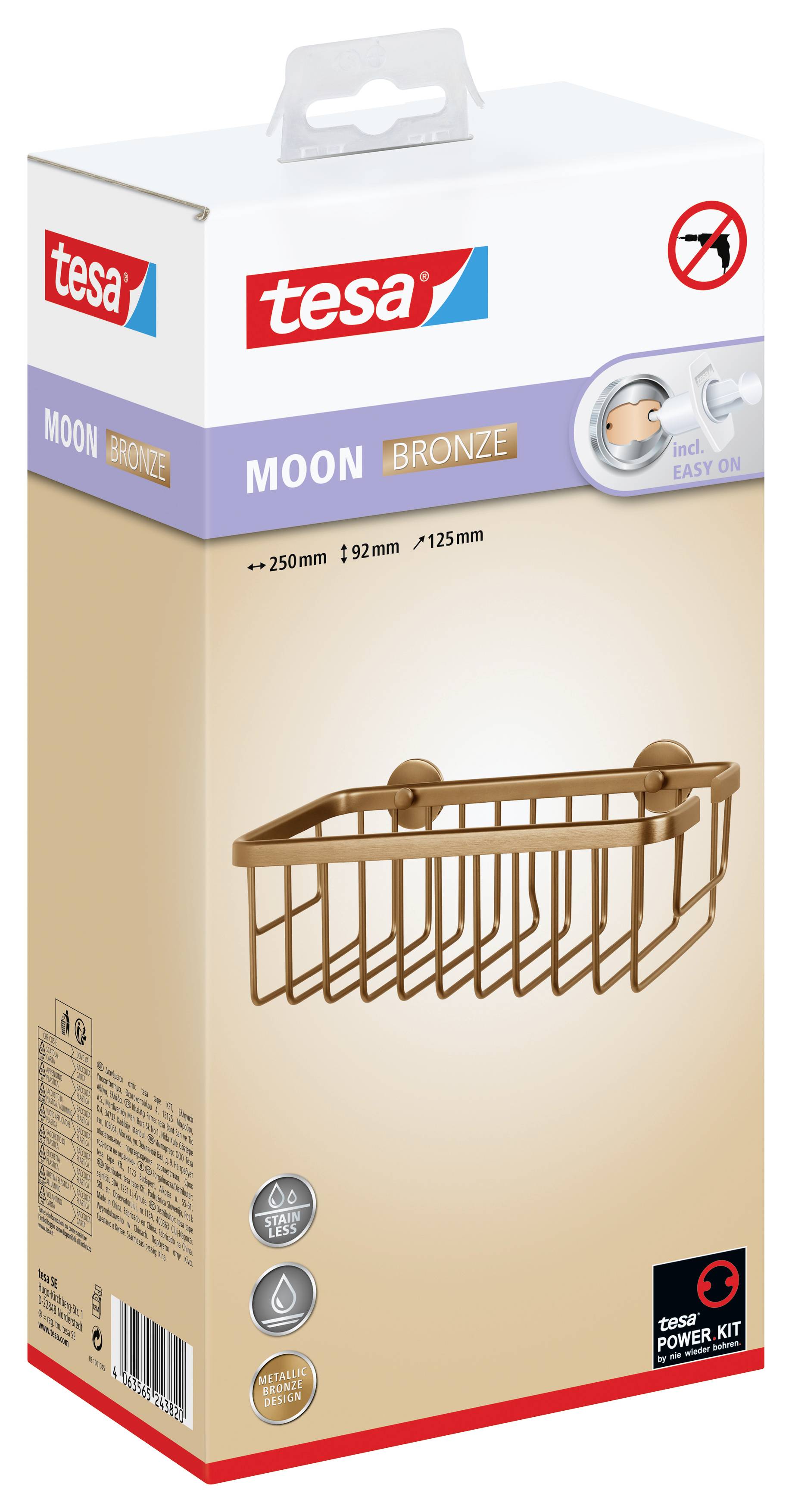 tesa 40606-00000-00 MOON BRONZE Duschkorb Klebstoff Bronze