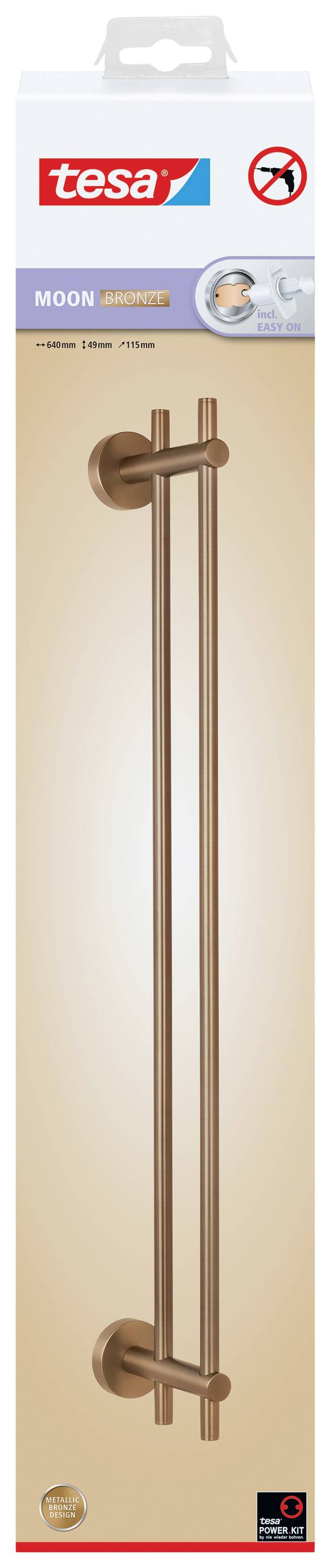 tesa MOON BRONZE Handtuchstange Klebstoff Metall