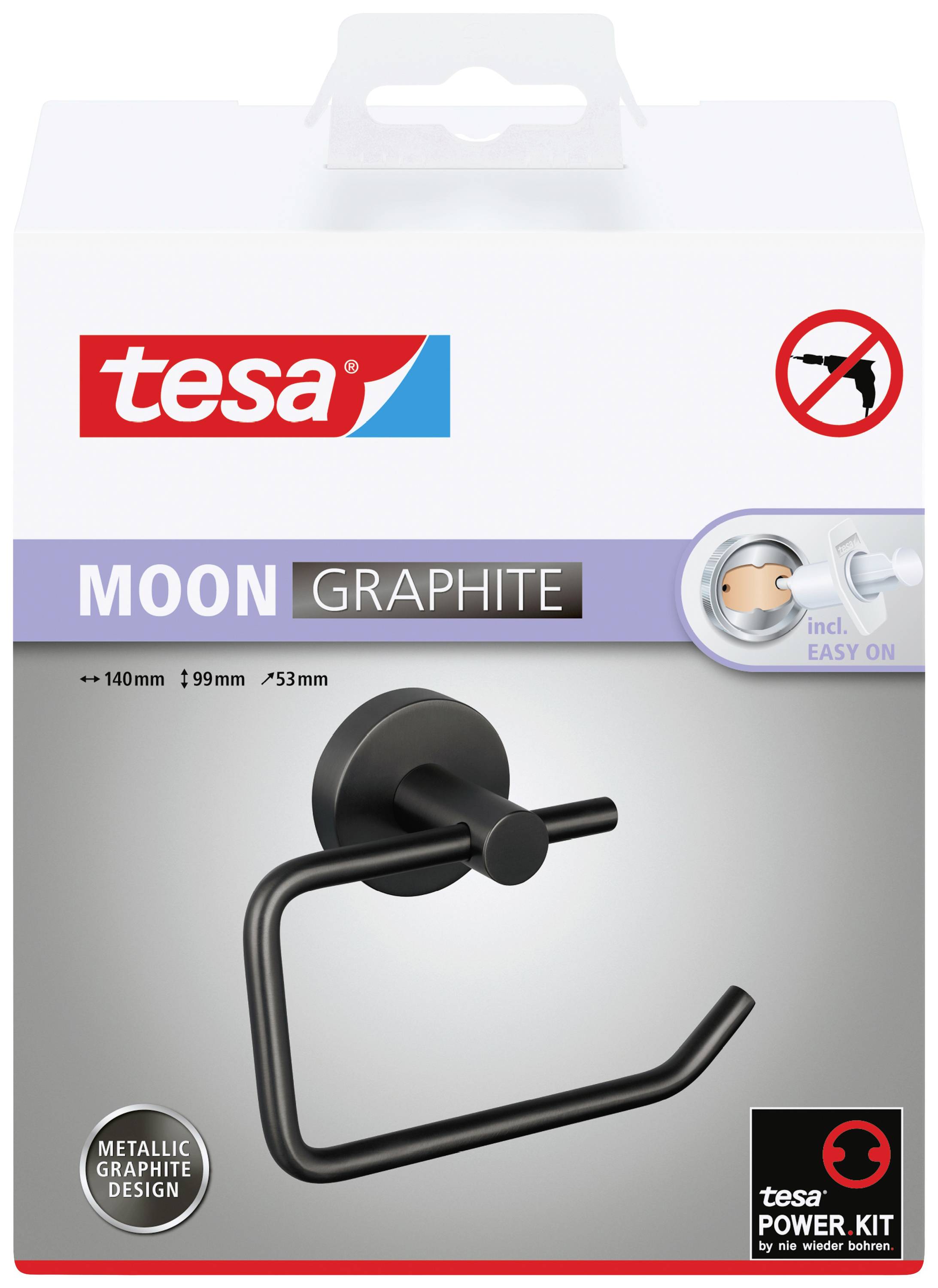 Tesa MOON GRAPHITE Toilettenpapierhalter Klebstoff Metall