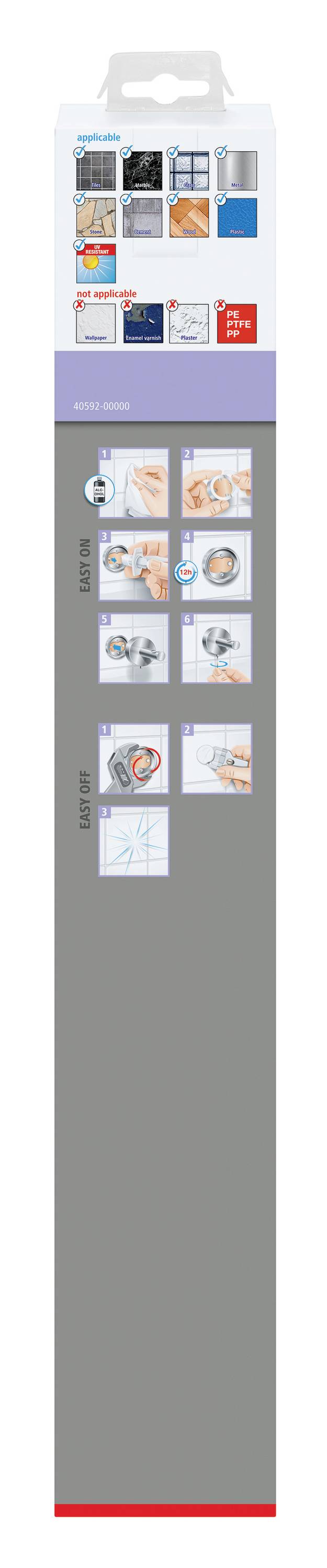 Tesa MOON GRAPHITE Handtuchhalter 2 Handtuchstangen, schwenkbar Klebstoff Metall