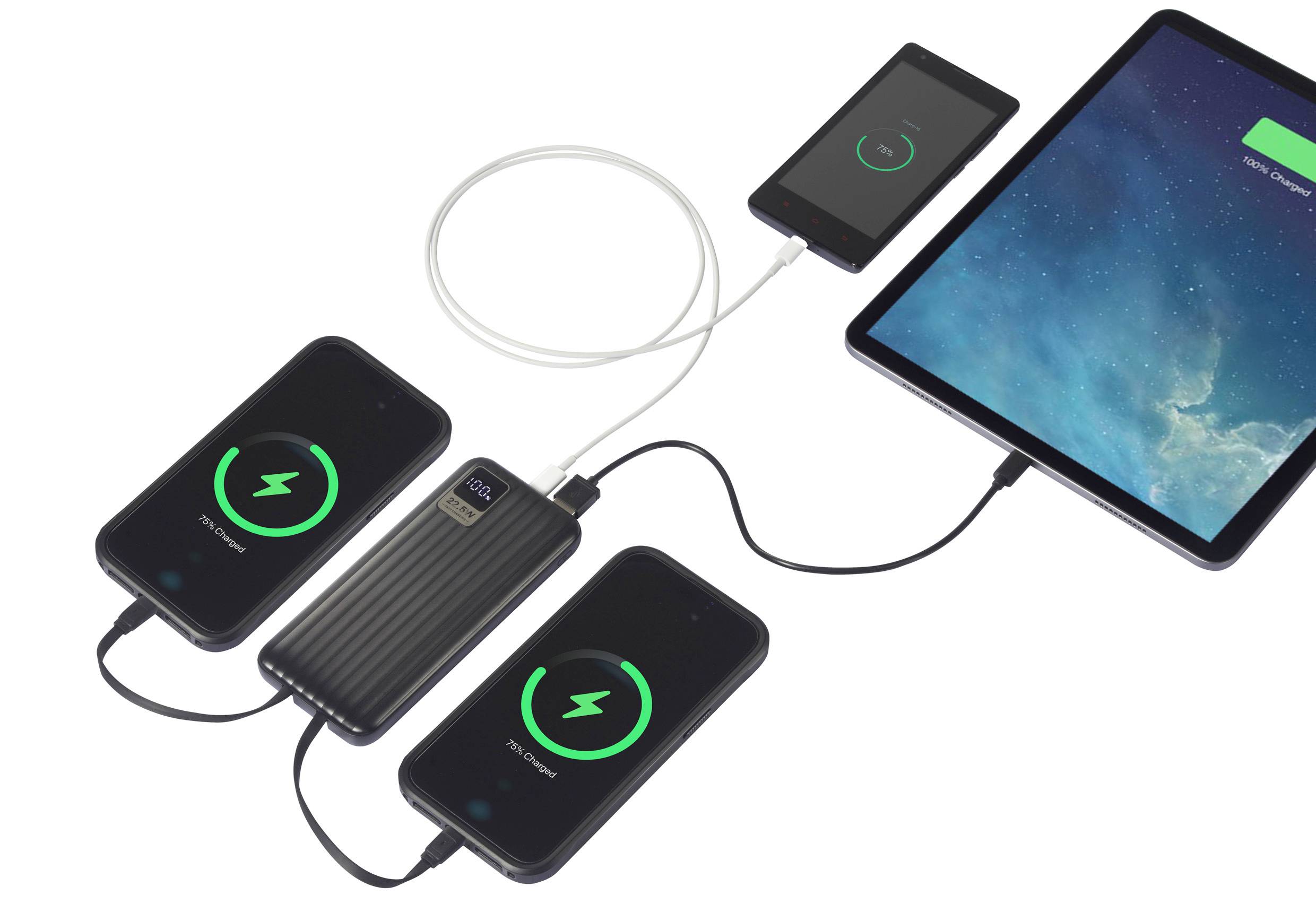 VOLTCRAFT VC-WT-K512 Powerbank 10000 mAh Fast Charge LiPo Schwarz Statusanzeige