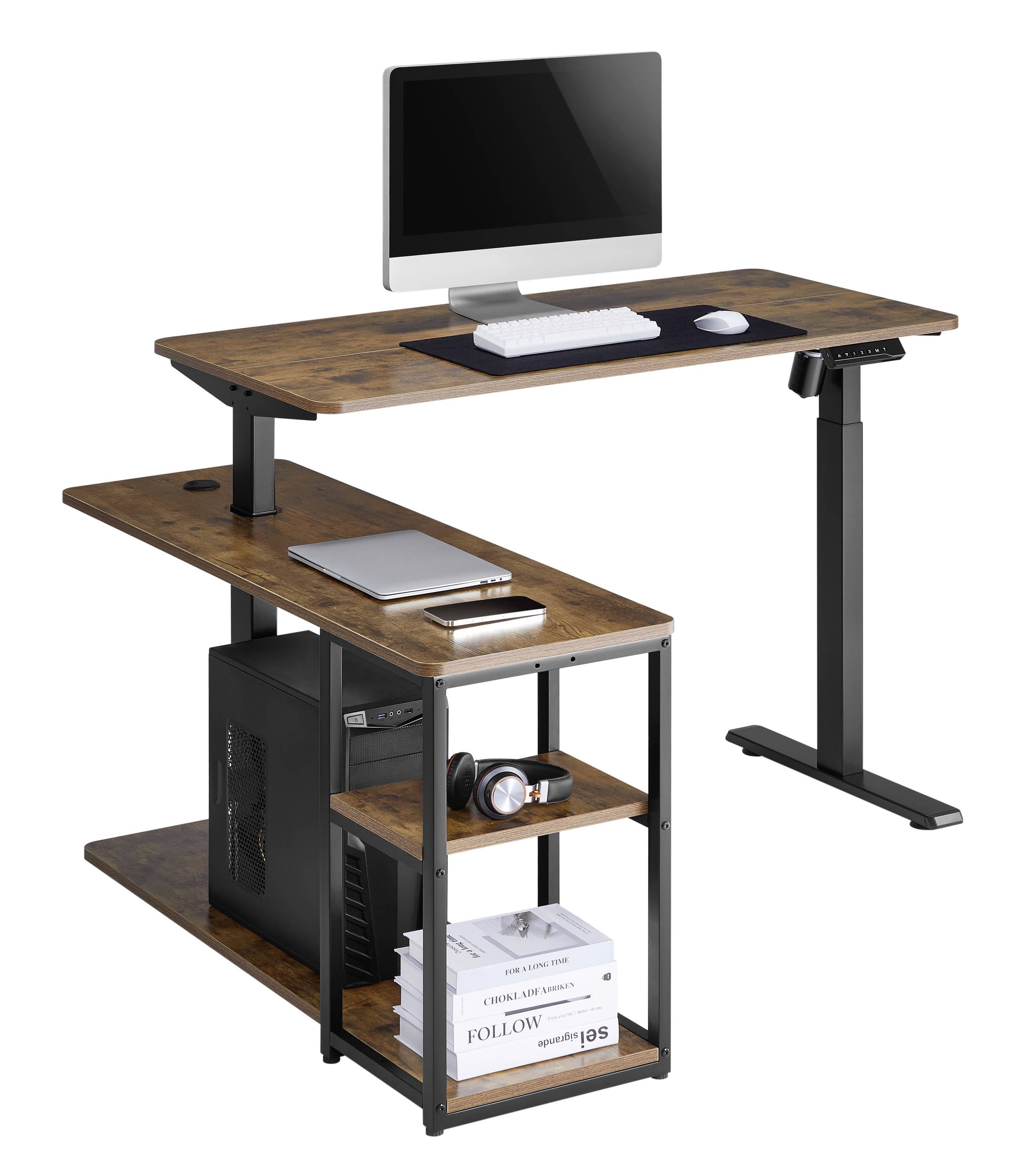 SpeaKa Professional Sitz-/Steh-Schreibtisch höhenverstellbar, elektrisch höhenverstellbar Höhen-Bereich: 73 bis 121cm (B x H x T)