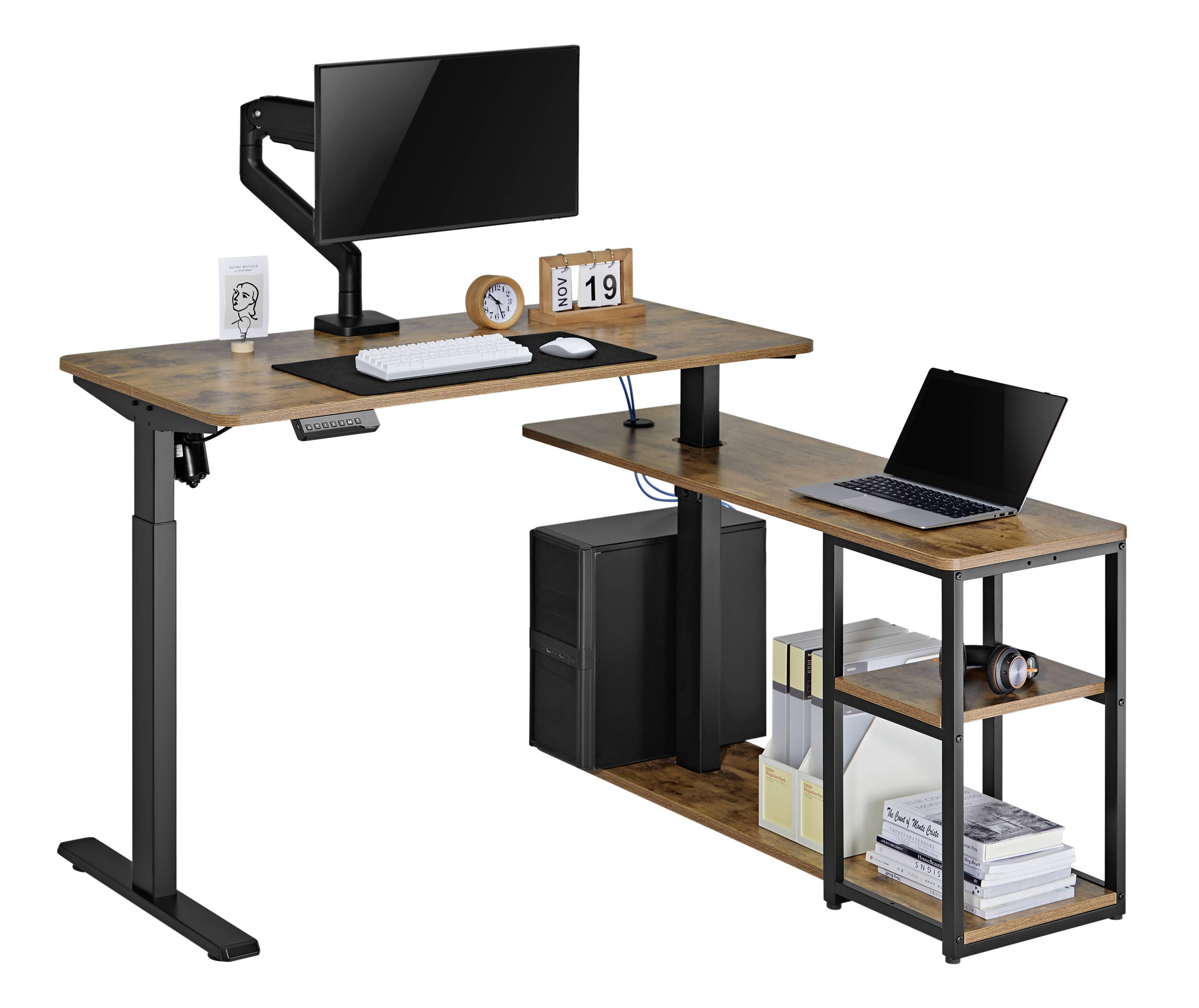 SpeaKa Professional Sitz-/Steh-Schreibtisch höhenverstellbar, elektrisch höhenverstellbar Höhen-Bereich: 73 bis 121cm (B x H x T)