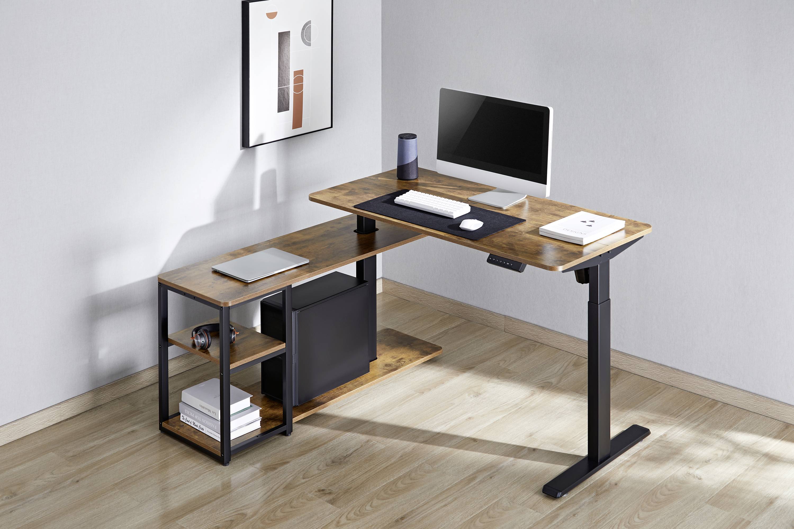 SpeaKa Professional Sitz-/Steh-Schreibtisch höhenverstellbar, elektrisch höhenverstellbar Höhen-Bereich: 73 bis 121cm (B x H x T)