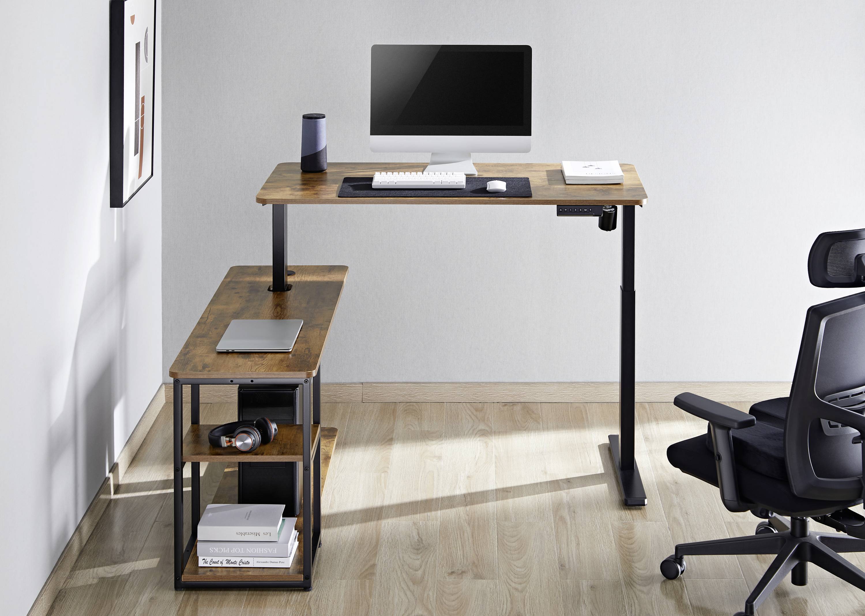 SpeaKa Professional Sitz-/Steh-Schreibtisch höhenverstellbar, elektrisch höhenverstellbar Höhen-Bereich: 73 bis 121cm (B x H x T)