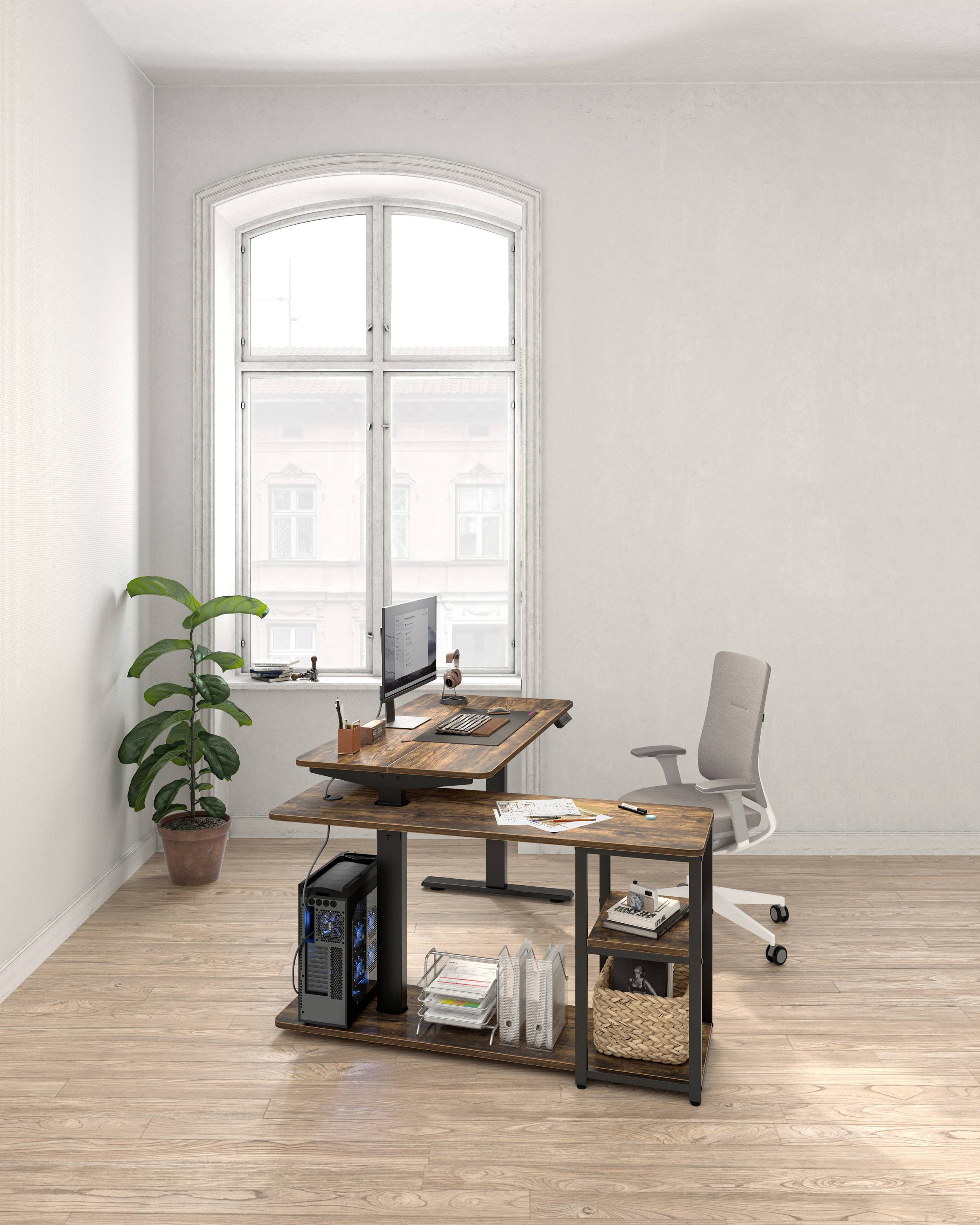 SpeaKa Professional Sitz-/Steh-Schreibtisch höhenverstellbar, elektrisch höhenverstellbar Höhen-Bereich: 73 bis 121cm (B x H x T)