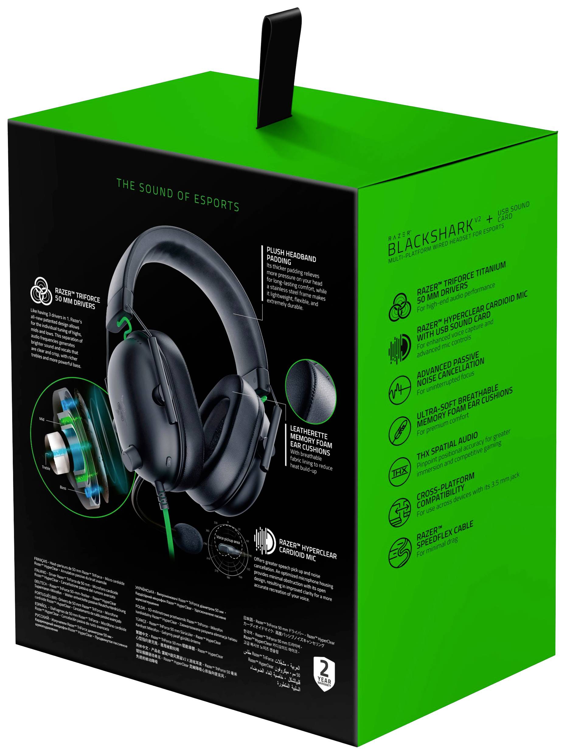 RAZER Blackshark V2 X Over Ear Headset kabelgebunden Stereo Schwarz Lautstärkeregelung, Mikrofon-Stummschaltung Gaming
