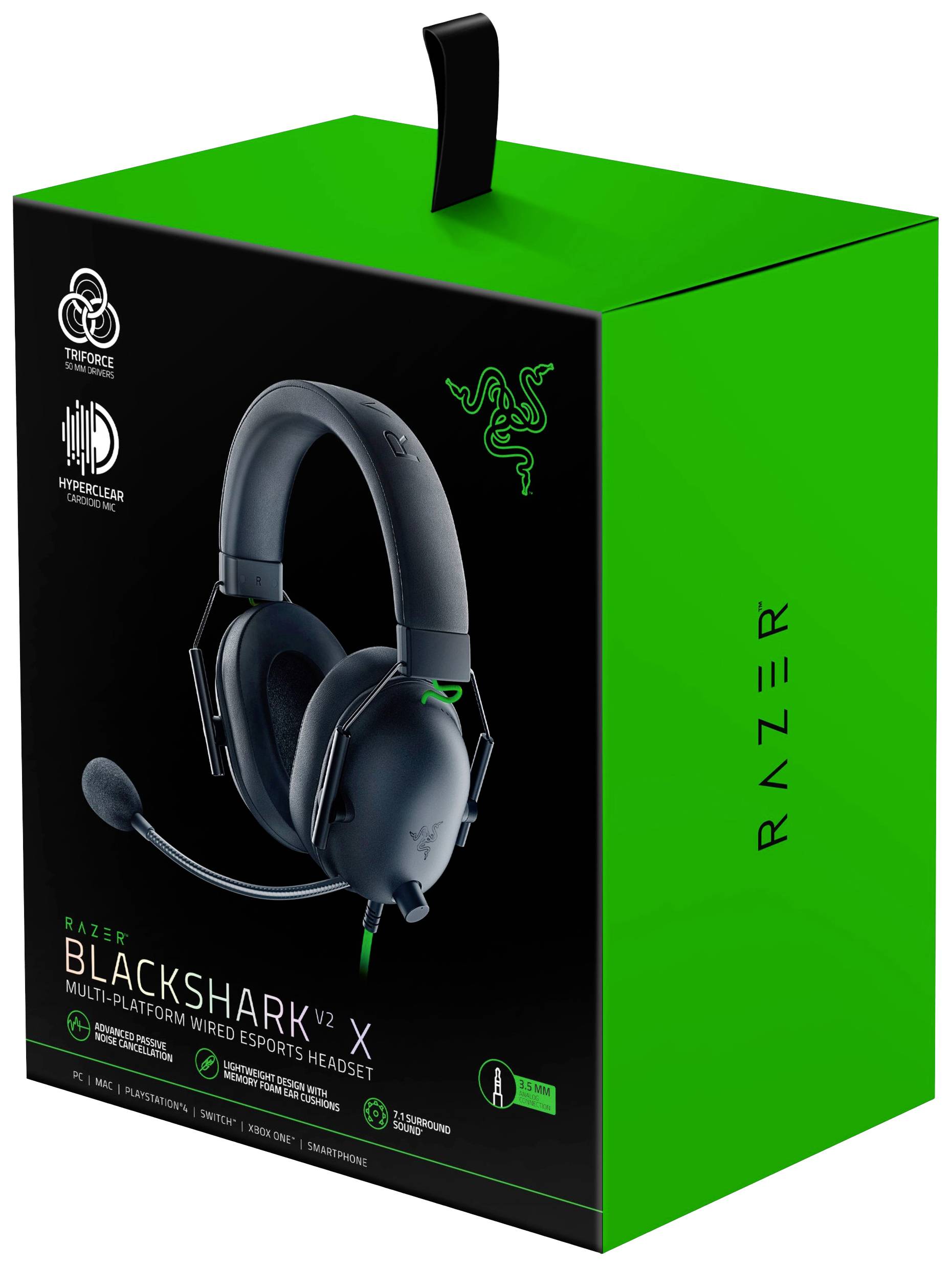 RAZER Blackshark V2 X Over Ear Headset kabelgebunden Stereo Schwarz Lautstärkeregelung, Mikrofon-Stummschaltung Gaming