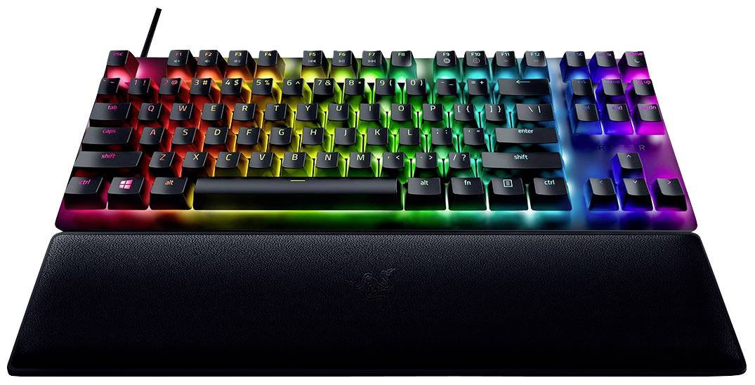 RAZER Huntsman V2 Tenkeyless Kabelgebunden Gaming-Tastatur Deutsch, QWERTZ Schwarz Beleuchtet, Handballenauflage, Abnehmbares Kabel