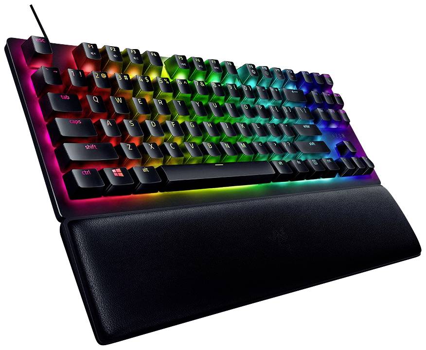 RAZER Huntsman V2 Tenkeyless Kabelgebunden Gaming-Tastatur Deutsch, QWERTZ Schwarz Beleuchtet, Handballenauflage, Abnehmbares Kabel