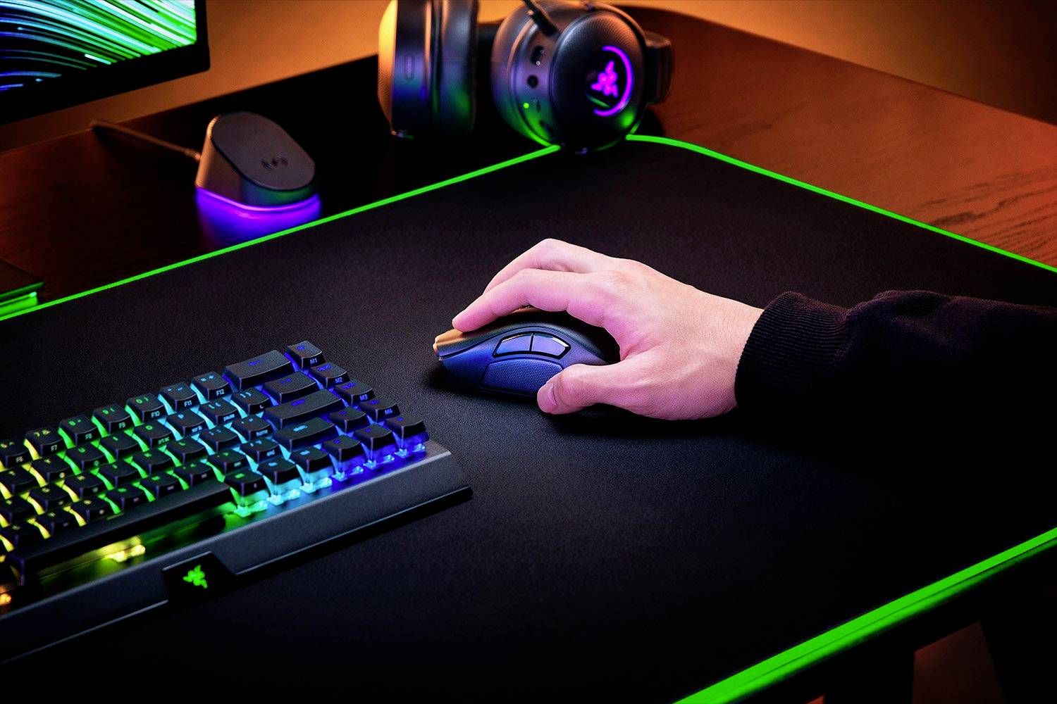 RAZER Naga V2 Pro Ergonomische Gaming-Maus Bluetooth®, Funk, Kabelgebunden Optisch Schwarz 20 Tasten 30000 dpi Ergonomisch
