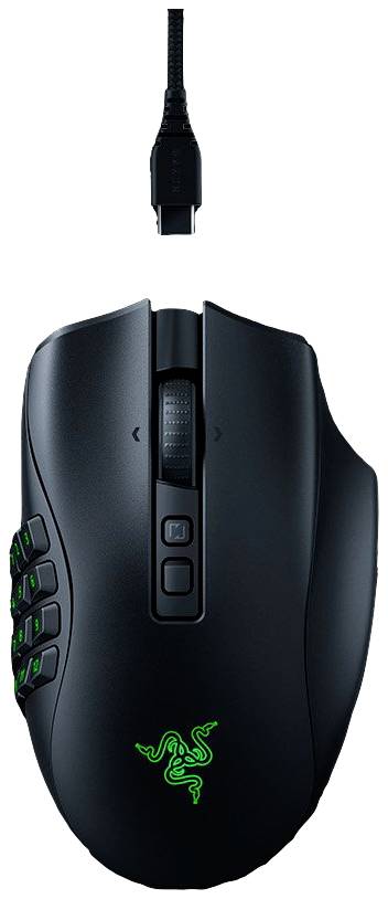 RAZER Naga V2 Pro Ergonomische Gaming-Maus Bluetooth®, Funk, Kabelgebunden Optisch Schwarz 20 Tasten 30000 dpi Ergonomisch