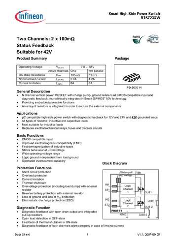 Infineon Technologies BTS723GWXUMA1 PMIC - Leistungsmanagement - spezialisiert DSO-14 Tape on Full r