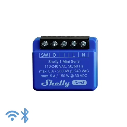 Shelly 1 Mini Gen3 Schaltaktor Wi-Fi, Bluetooth Shelly 1 Mini Gen3 Schaltaktor Wi-Fi, Bluetooth