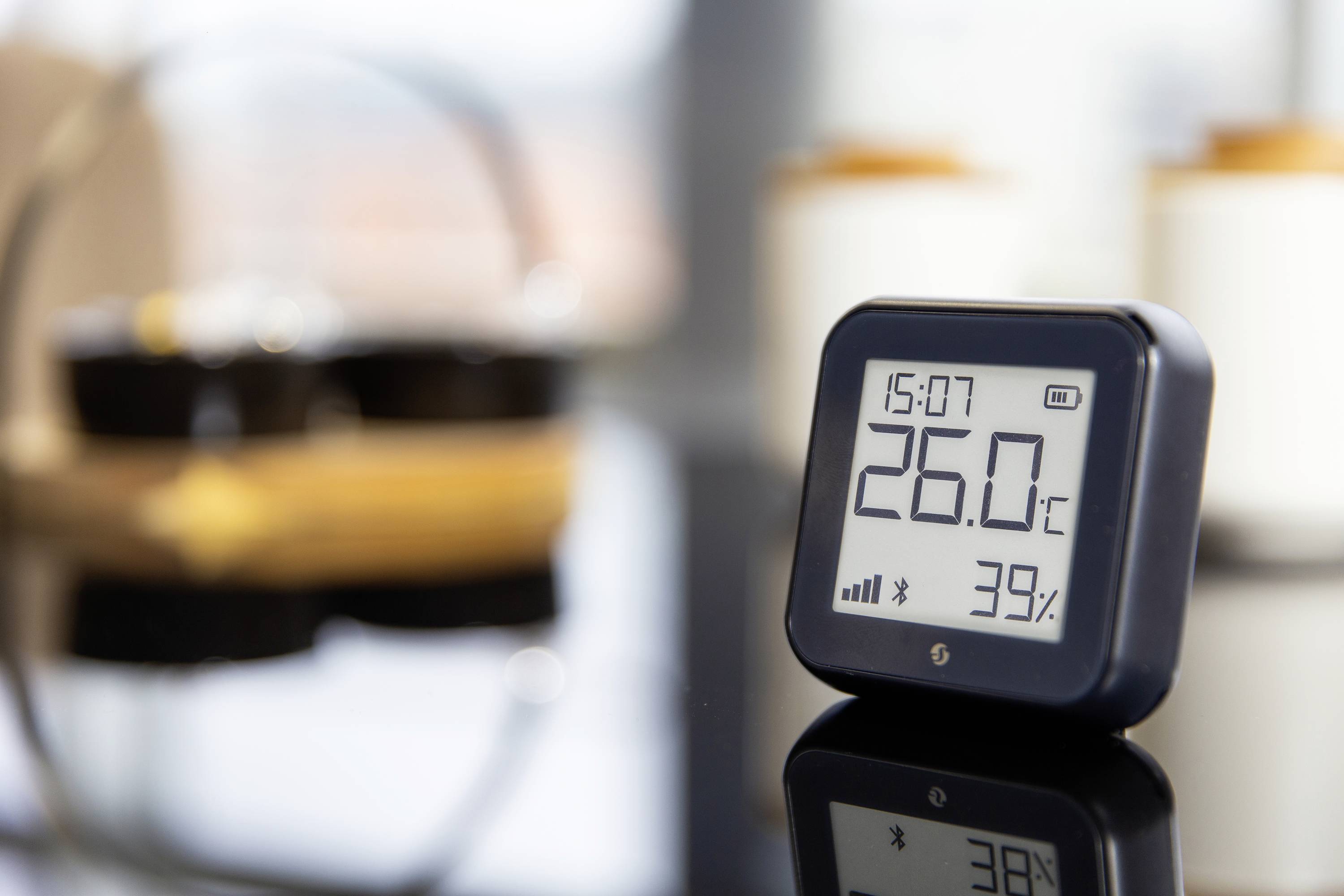 Shelly H&T Gen 3 Matte Black Funk-Temperatursensor, -Luftfeuchtesensor Bluetooth, Wi-Fi