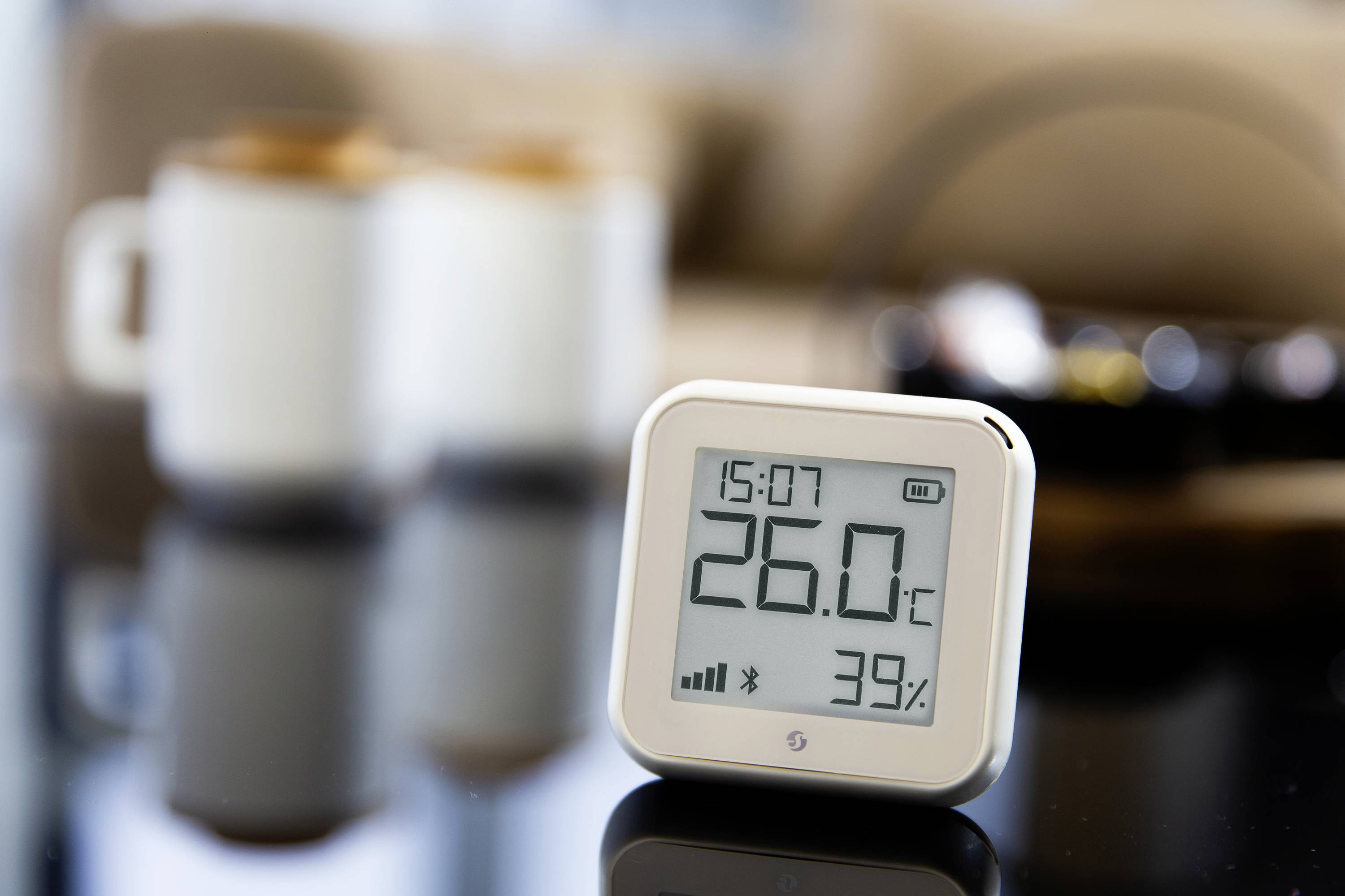 Shelly H&T Gen 3 Matte White Funk-Temperatursensor, -Luftfeuchtesensor Bluetooth, Wi-Fi