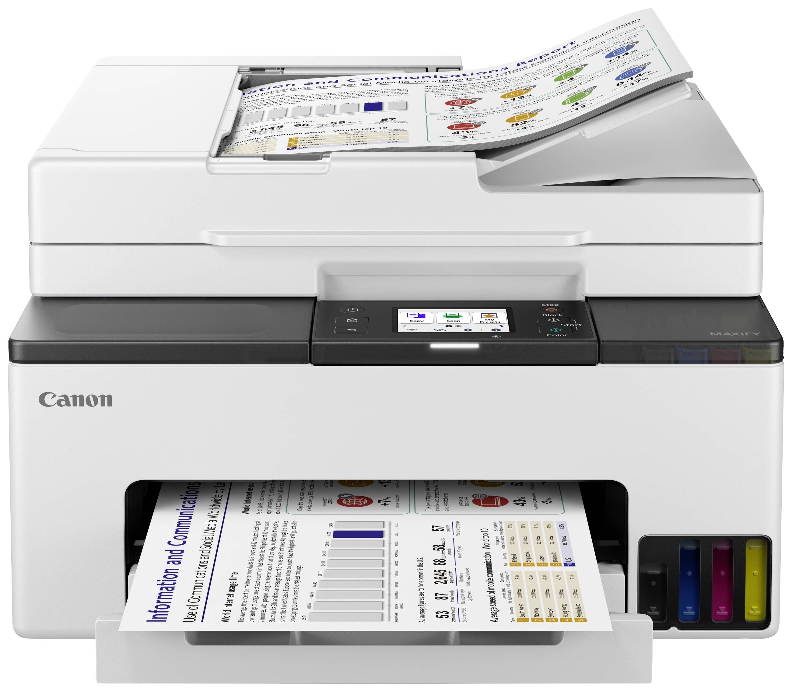 Canon MAXIFY GX2050 Multifunktionsdrucker Tintenstrahl Farbe A4 Drucker, Scanner, Kopierer, Fax ADF, Duplex, LAN, USB, WLAN, Tintentank-System