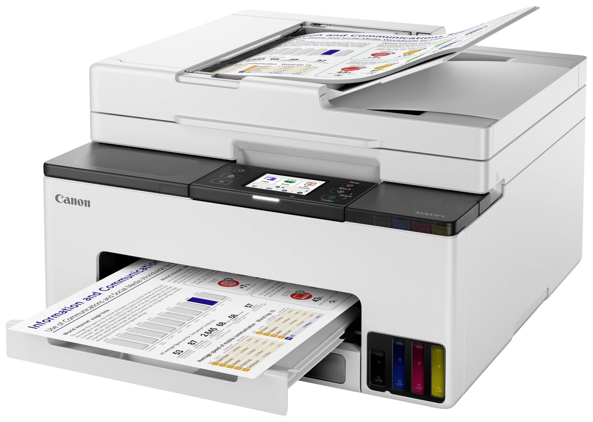 Canon MAXIFY GX2050 Multifunktionsdrucker Tintenstrahl Farbe A4 Drucker, Scanner, Kopierer, Fax ADF, Duplex, LAN, USB, WLAN, Tintentank-System