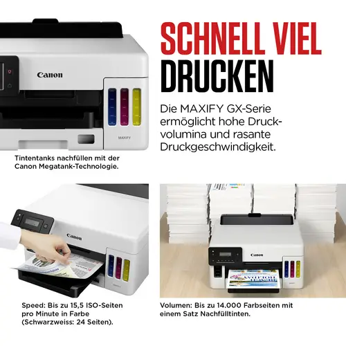 Canon MAXIFY GX5550 Drucker Tintenstrahl Farbe A4 Duplex, LAN, USB, WLAN, Tintentank-System Canon MAXIFY GX5550 Drucker Tintenstrahl Farbe A4 Duplex, LAN, USB, WLAN, Tintentank-System