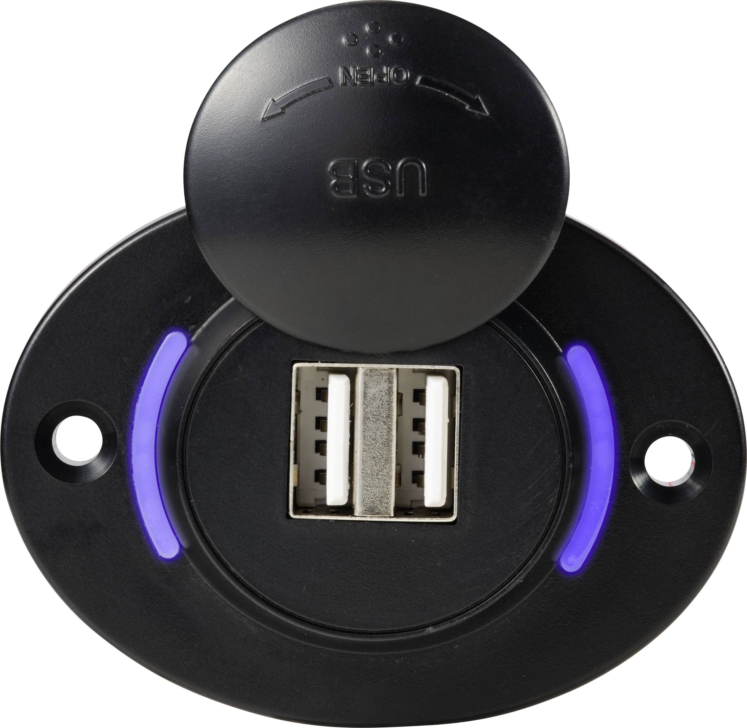 TRU COMPONENTS TC-12114148 Dual USB-A Einbaubuchse mit Beleuchtung Inhalt: 1St.