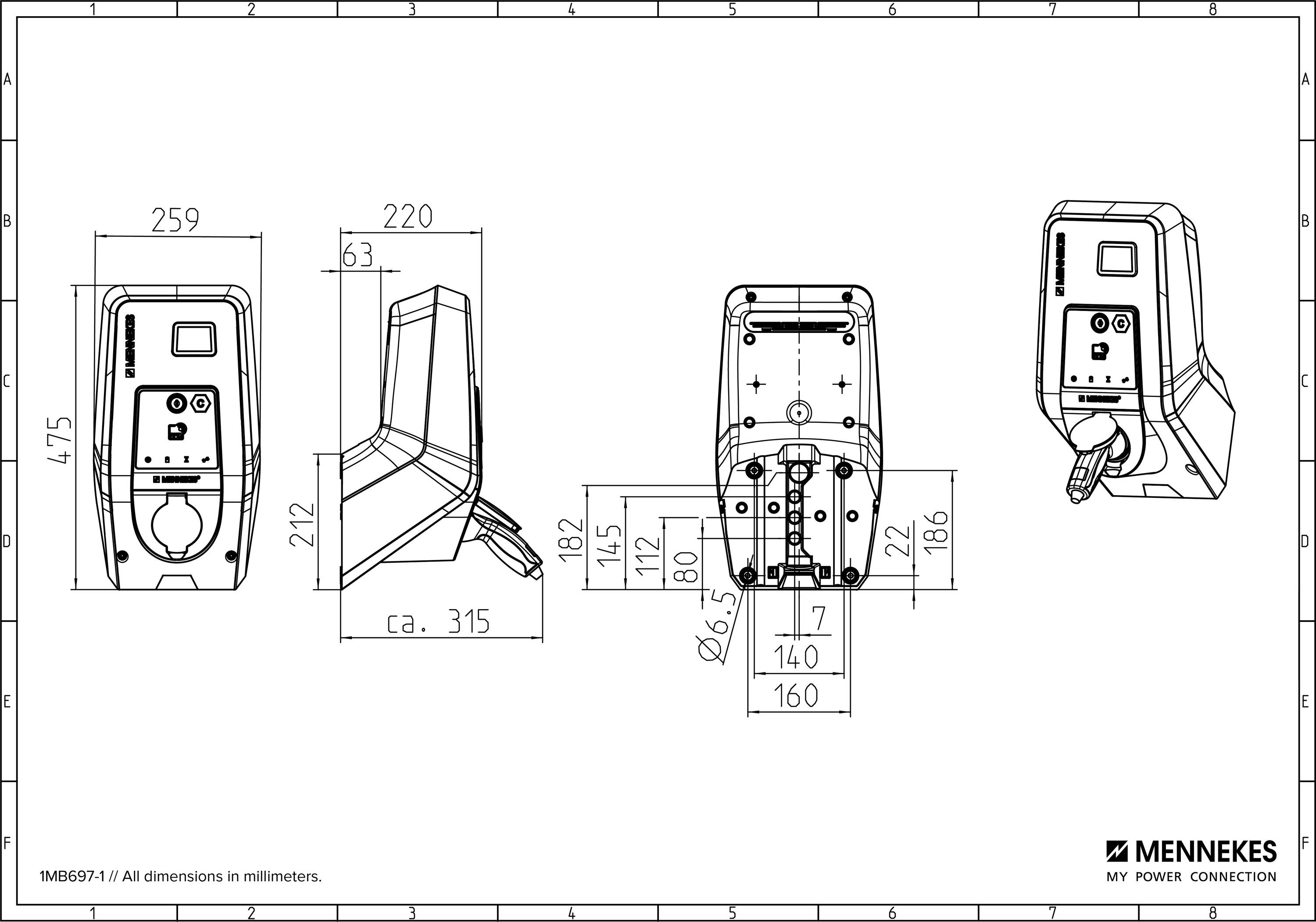 MENNEKES AMTRON Professional 22 Wallbox Typ 2 Mode 3 22kW RFID
