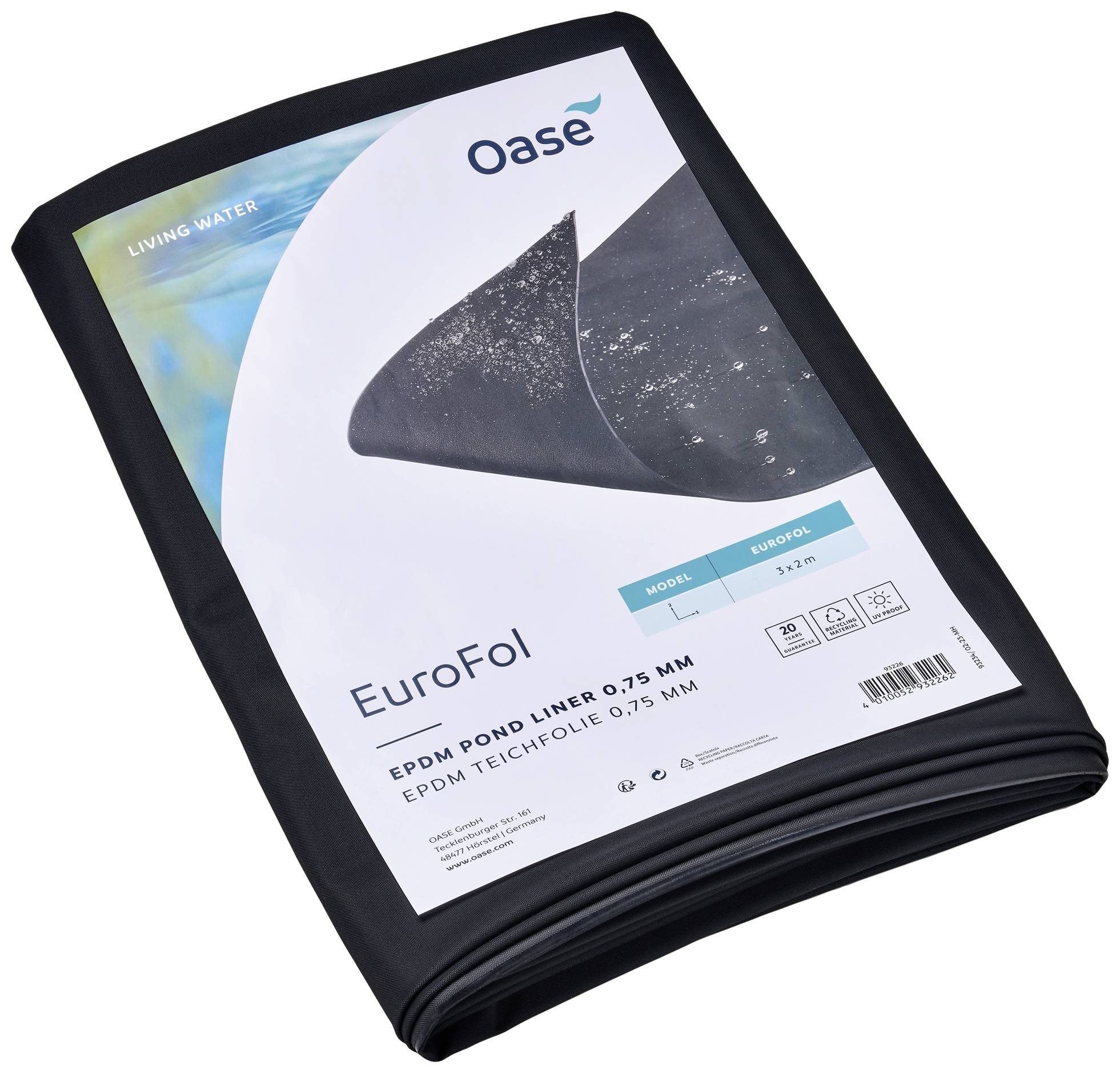 Oase 93226 EuroFol EPDM Pre-Packed Teichfolie (L x B) 3m x 2m 1St.