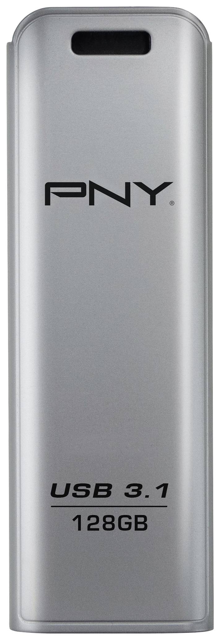 Ein silberner PNY USB 3.1 Stick mit einer Kapazität von 128 GB.