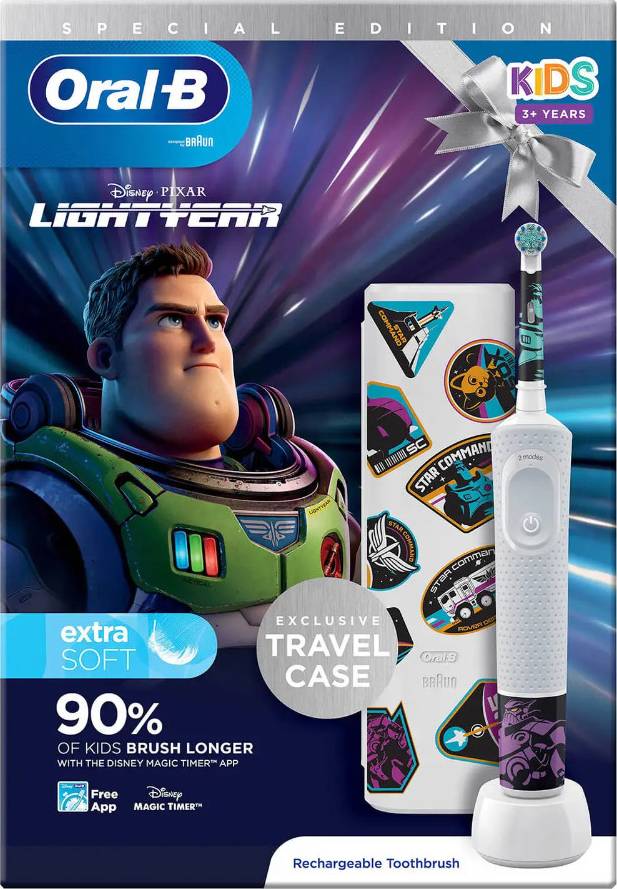 Oral-B Vitality D100.413 Kids Lightyear D100.413.2K Elektrische Kinderzahnbürste Rotierend/Oszilierend Weiß, Violett