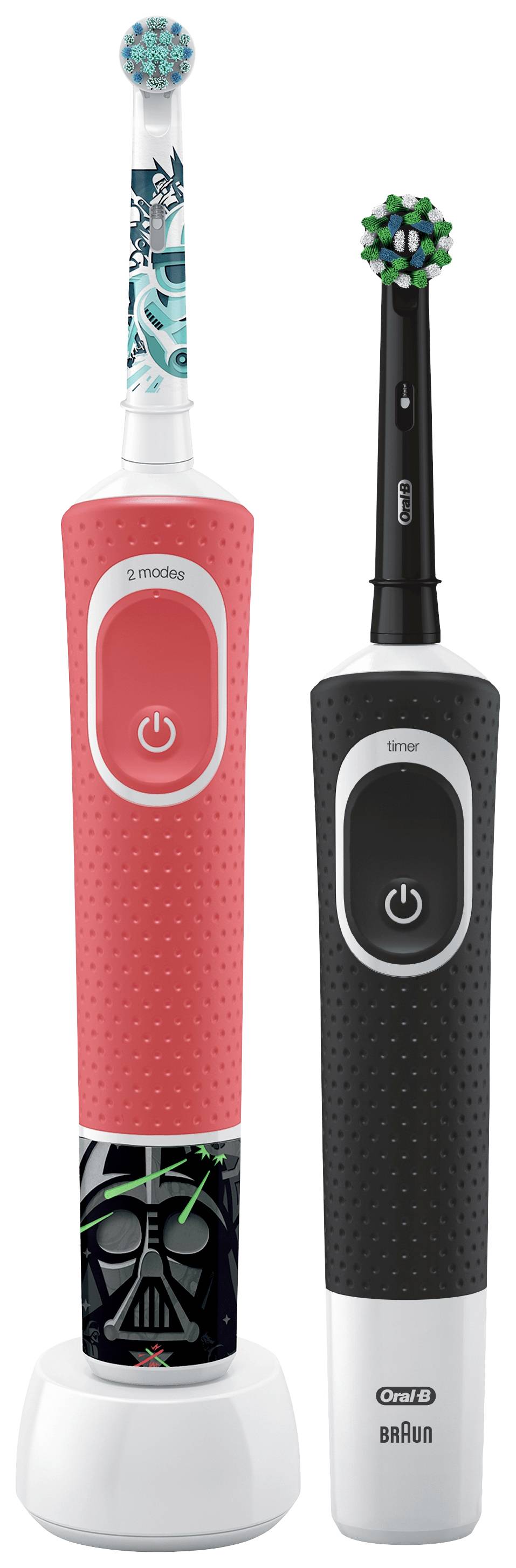 Oral-B D103 Black + D100 Star Wars D103.413.3-D100.410.2K Elektrische Kinderzahnbürste Rotierend/Oszilierend Rot/Weiß