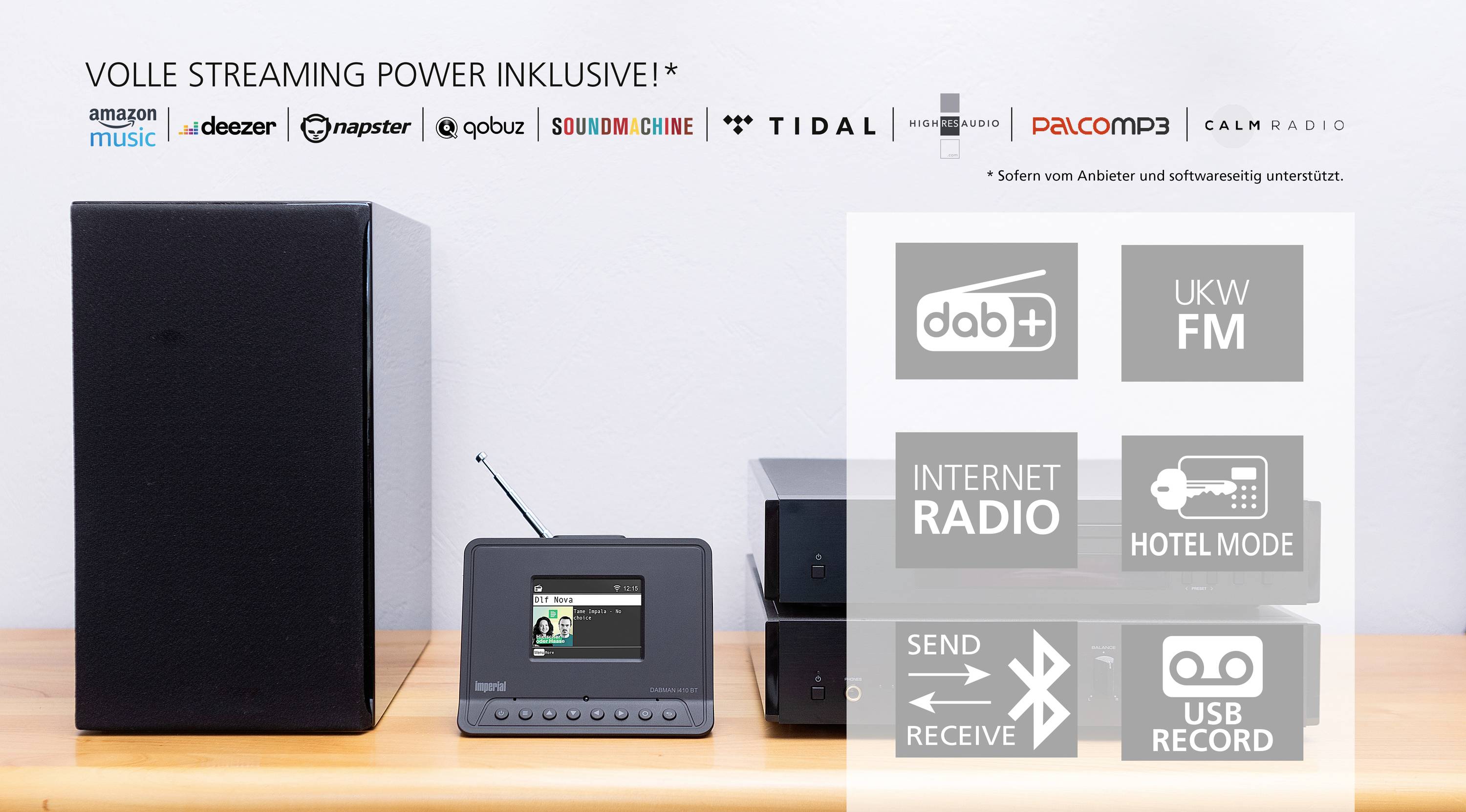 Imperial DABMAN i410 BT HiFi-Tuner Schwarz Bluetooth®, DAB+, Internetradio, WLAN, USB