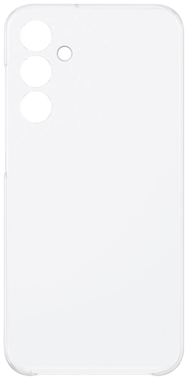 Transparente Handyhülle mit Aussparungen für drei Kameras und Blitz, passend für ein Smartphone-Modell.