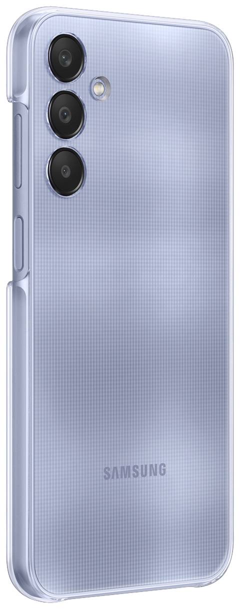 Ein silbernes Smartphone von hinten mit drei vertikal angeordneten Kameras und einem Blitz. Das Samsung-Logo ist unten sichtbar.