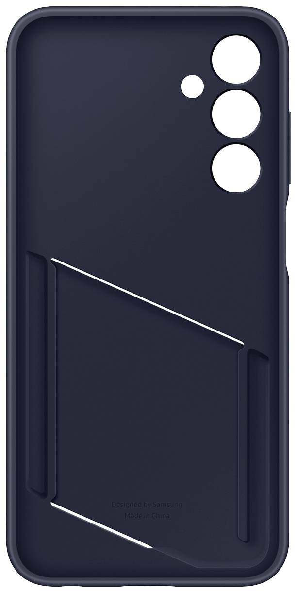 Dunkelblaue Smartphone-Hülle mit diagonalen Linien und vier Kameralöchern. Schlichtes Design für Schutz und Stil.