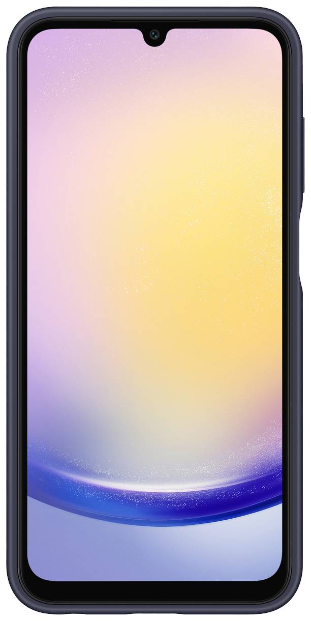 Ein modernes Smartphone mit schwarzem Rahmen, auf dem Bildschirm ein Farbverlauf von Rosa zu Hellgelb sichtbar.