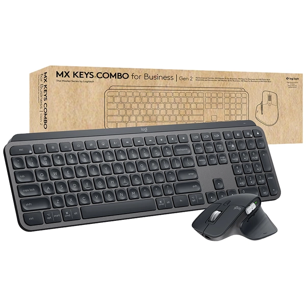 Logitech MX Keys Combo for Business - Gen 2 Bluetooth®, Funk Tastatur, Maus-Set Beleuchtet, Handbal Logitech MX Keys Combo for Business - Gen 2 Bluetooth®, Funk Tastatur, Maus-Set Beleuchtet, Handbal