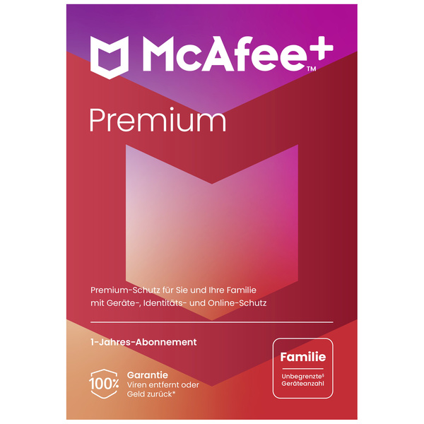 McAfee Premium - Family Jahreslizenz, 1 Lizenz Windows, Mac, Android, iOS Antivirus