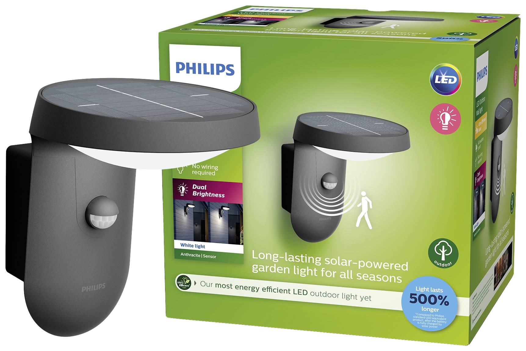 Philips LED Tyla 8719514476912 Solar-Außenwandleuchte LED 1.2W Anthrazit