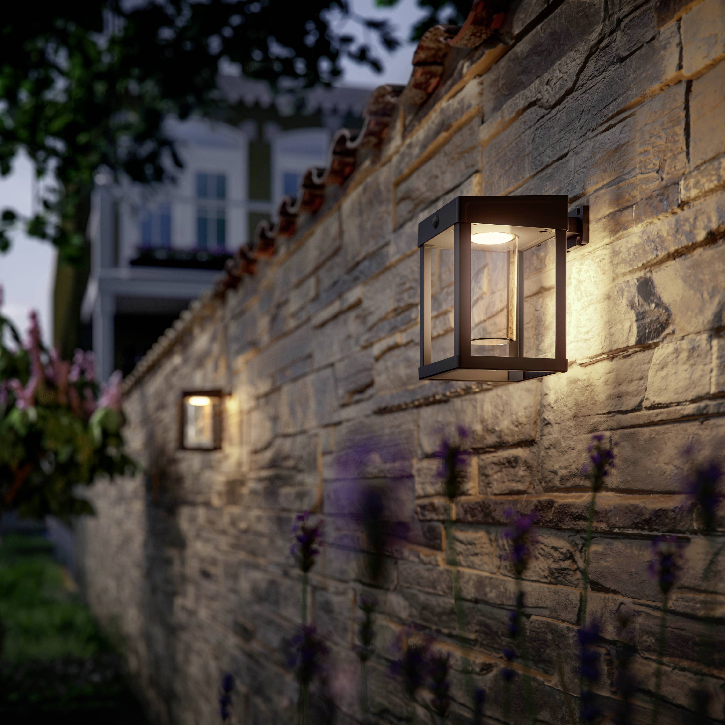 Philips LED Camill 8720169263918 Solar-Außenwandleuchte mit Bewegungsmelder LED 1.4W Schwarz