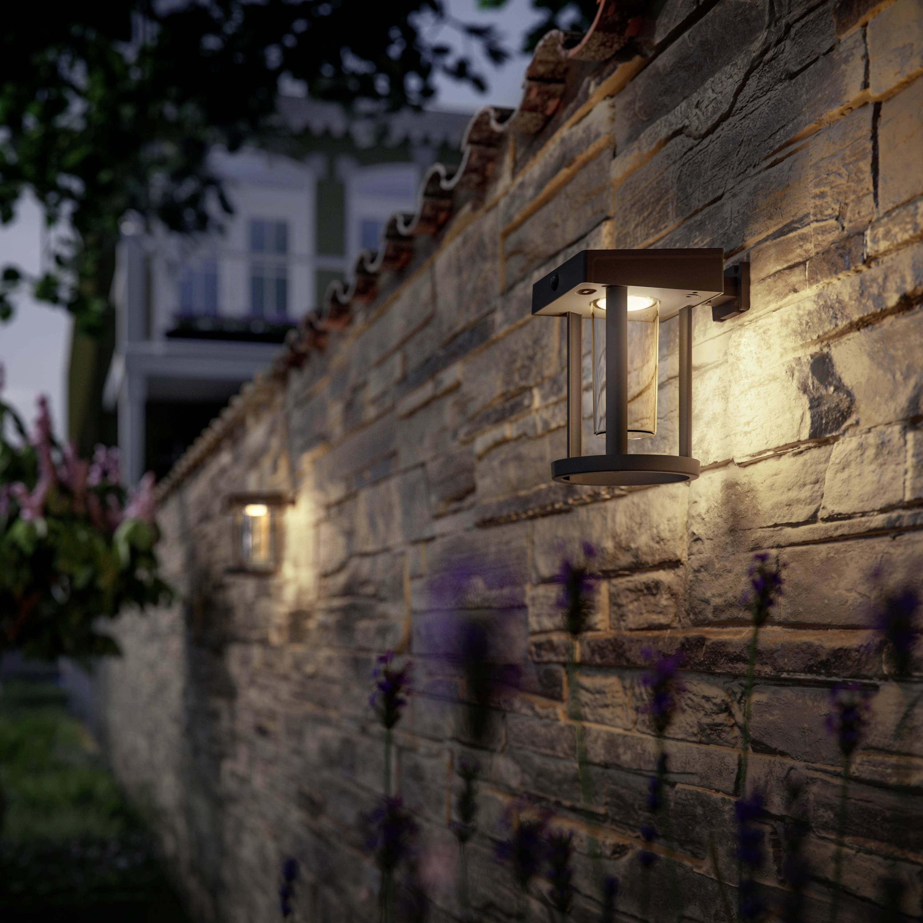 Philips LED Camill 8720169263932 Solar-Außenwandleuchte mit Bewegungsmelder LED 1.4W Schwarz