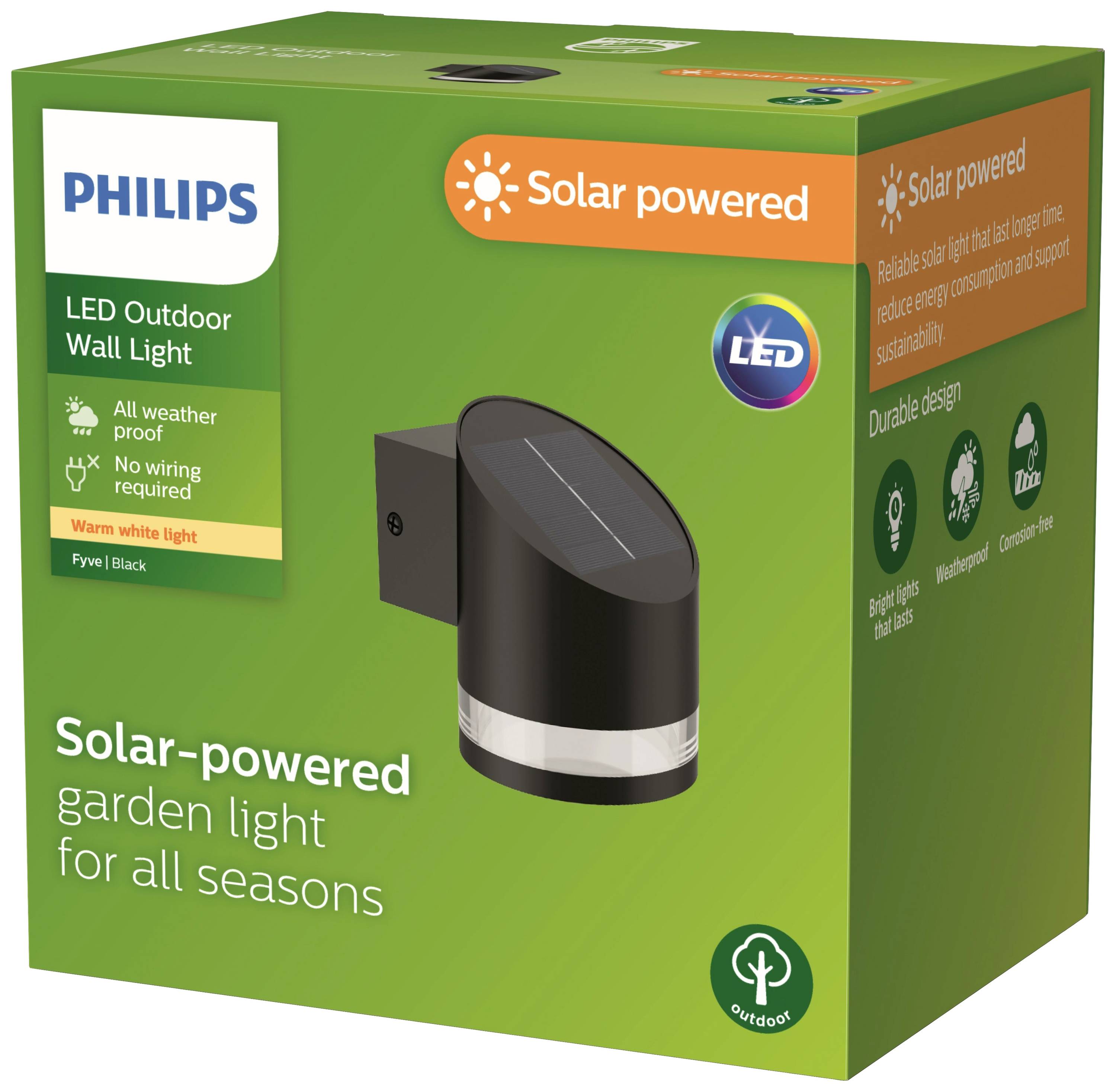 Philips LED Fyce 8720169265585 Solar-Außenwandleuchte LED 1.5W Schwarz